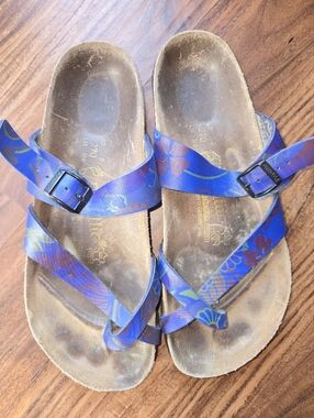 Papillio by Birkenstock Mayari Blue Floral Strappy Sandals, Size 42/10.5-11.5